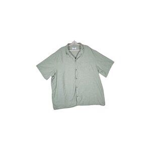 Old Navy Short-Sleeve Linen-Blend Camp Shirt XXXXL Tall Green